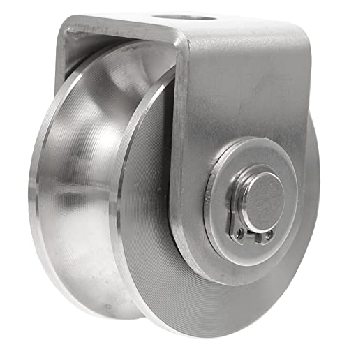 LIFKOME Sturdy U-Shaped Hanging Wheel Load-Bearing Stainless Steel Single Pulley Block Practical Winch Cable Pulley