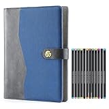 ZEEYUAN A5 Binder Journal with Pens Kits, A5 Planner Notepad Leather Lined Notebook,6 Rings Binder...
