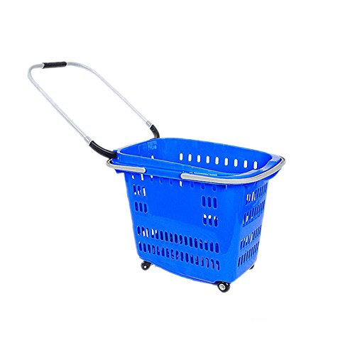 QINAIDI Cestas De Compras con Asas | Cajas De Almacenamiento | Cestas De Lavado Plegables | Cesta De Compras Ligera del Tipo De La Barra De Tirón Polea Multifuncional