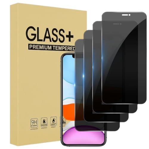 4 Pack for iPhone 11 / iPhone XR Matte Privacy Screen Protector Full Coverage 9H Anti-Spy Matte Tempered Glass for iPhone XR/11,6.1”