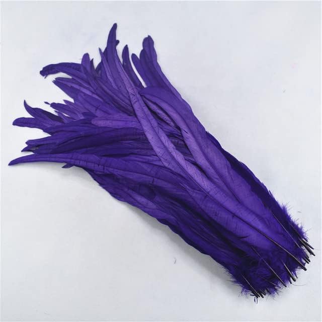 Zamihalaa - Purple 50PCS 35-40CM Natural Rooster Coque Tail Feathers Colorful Feather for Crafts Christma Pheasant Plumes