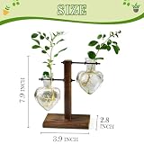 XXXFLOWER Plant Terrarium Wooden Stand, Hydroponic Planter Bulb Glass Metal Swivel Holder Retro Air Plants Water Plants for Home Office Decoration,Gifts for Plant Lover Wife Mom- 2 Love Bulb Vase