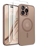CAPRARO Magnetic for iPhone 15 Pro Case, [Compatible with MagSafe] [Full Camera Protection] Shockproof Protective Slim Translucent Matte Phone Case for iPhone 15 Pro 6.1'', Brown