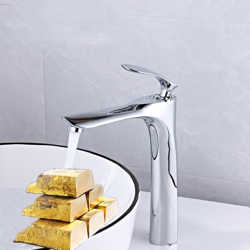 Robinet de salle de bain de style haut chromé eau chaude