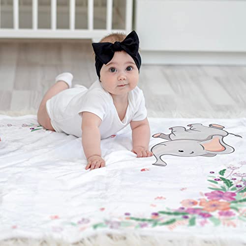 Kemina Blankets Baby Monthly Milestone Blanket For Baby Girl, Elephant Month Blanket For Girl, Floral Wreath, Headband And Personalized Board Included, Girl Nursery Decor Baby Milestone Blanket, 50X40 #TOP3