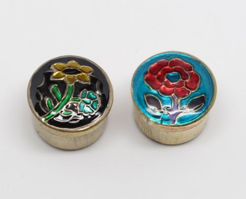 Jasmine Solid Perfume In Cloisonne Brass Tins - Set of Two - Song of India