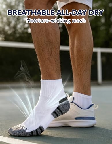 Image of CLOSEMATE 6 Pairs Mens Athletic Ankle Socks Cushioned Running Quarter Socks | Cotton socks with breathable mesh, terry cushion & secure fit for sports, sneakers& daily wear