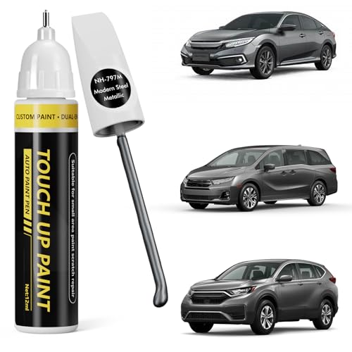 Pholeon (Modern Steel Metallic (NH-797M) Car Touch Up Paint for Honda, Car Paint Scratch Repair Kit, Quick & Easy Solution, 2 in 1 Scratch Remover Pen with Color-Matched