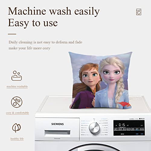 Hakasa Frozen Sisters Pillowcase Kid's Sofa Winter Throw Pillow Cushion Home Living Square Soft Cover Decorative Bedroom Couch 18 X 18 In #TOP4