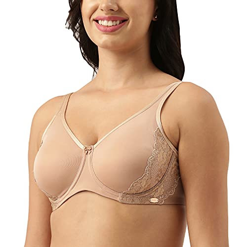 Image of Enamor No-Spill, Side Panel Shaping Women's Cotton Everyday Fashion Minimizer Bra - Lace Trimmer, Wired, Non-Padded, Full-Coverage - F053