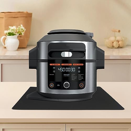 USEAMIE Silicone Mat Under Coffee Machine With Lip Automatic Machines Accessory, Black Multifunctional Rubber Base Mat, 18.9” x 13.8” — view 2