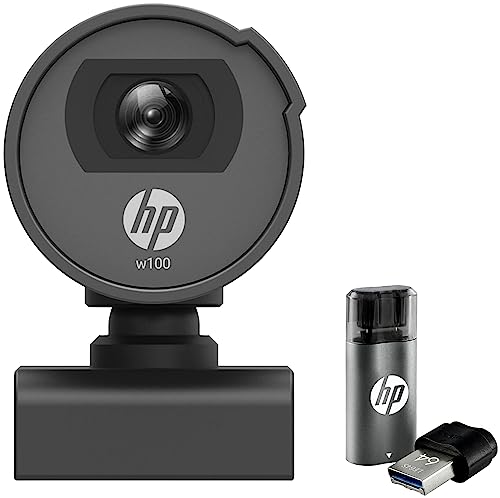Image of HP x5600C 64GB OTG (Type C) usb3.2 gen 1 Pen Drive, Grey & Black & w100 480P 30 FPS Digital Webcam with Built-in Mic, Plug and Play Setup