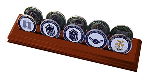 Decomil Military Collectible Challenge Coin Holder (Medium, 2 Rows) Solid Walnut #TOP3