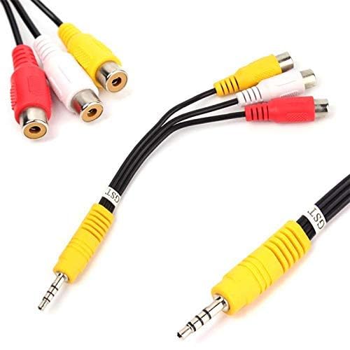 CARE CASE® 3.5Mm Female To Rca Yellow-White-Red Video Cable, 18Mm Extension Head 3.5 One-Point Three Av Cable Female Lotus Audio Cable Extended head 18mm