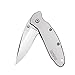 Kershaw Scallion Stainless Pocketknife, 2.4" 420HC Steel Drop Point Blade, Assisted Open with Flipper, Liner and Tip Lock, Single-Position Pocketclip