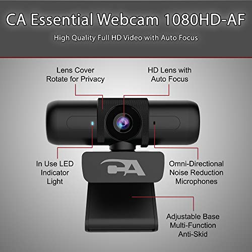 CA Essential Webcam 1080HD-AF (WC-2000-2) – Webcam USB Certificados Zoom con microfono OmnChromapop
