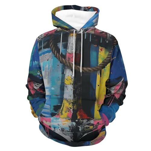 Hoodie manches longues sweat à capuche rayures marines vêtement mixte S