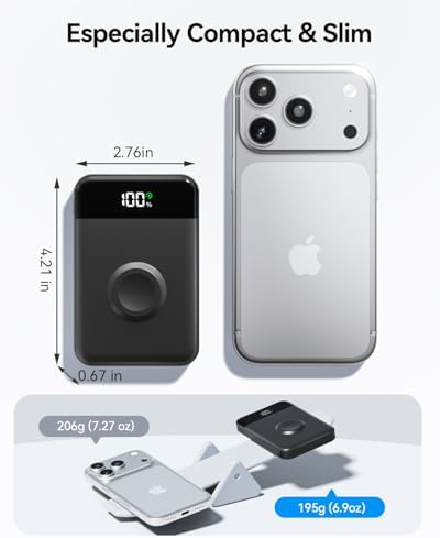 for Magsafe Portable Charger, 10000mAh 22.5W Power Bank for iPhone 17/16/15/14/13/12, Travel Essentials USB-C Wireless Magnetic Battery Pack Fast Charging for Apple Watch Ultra/11/10/9/8/7/6/SE