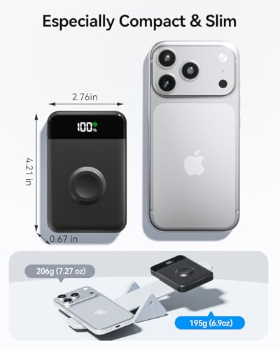 Image of for Magsafe Portable Charger, 10000mAh 22.5W Power Bank for iPhone 17 /16 /15 /14 /13 /12, Travel Essentials USB-C Wireless Magnetic Battery Pack Fast Charging for Apple Watch Ultra /11 /10 /9 /8 /7 /6 /SE