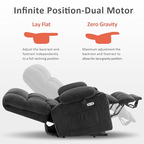 Image of MCombo Dual Motor Power Lift Recliner Chair for Elderly, Massage Heat 7890