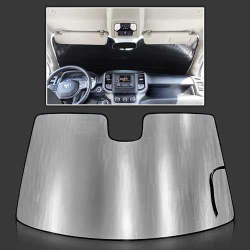 Custom Fit Windshield Sun Shade for 2010 2011 2012 2013 2014 2015 2016 2017 2018 2019 2020 2021 2022 2023 2024 2025 Dodge RAM 2500 3500, 2Dr 4Dr, Insulated Privacy Blockout UV Reflector Protection