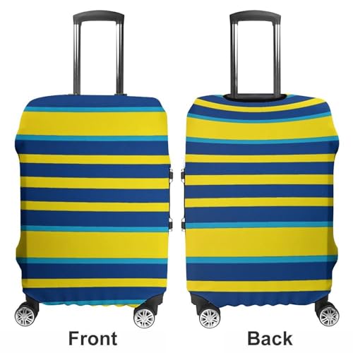 Yellow And Blue Stripes Luggage Cover Tsa Approved Suitcase Covers for Luggage Elastic Washable Suit Case Covers Anti-Scratch Travel Luggages Sleeve Suitcase Protector Fits 19-30 Inch Case(M)3