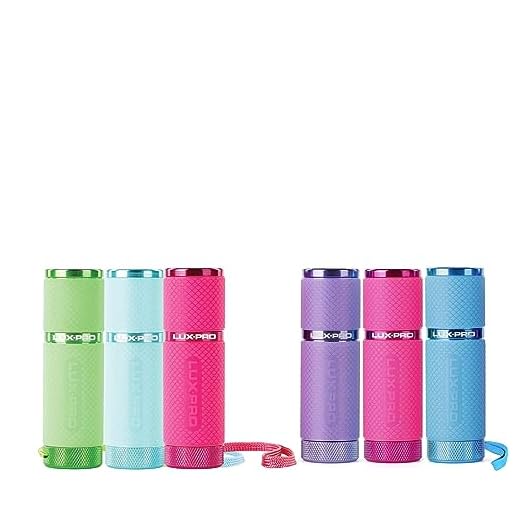 LUXPRO - Tactical LED Multi Mode Handheld Flashlight, Maximum Brightness, LP395 Gels Glow-in-The-Dark 9 LED Flashlight - Purple, Green, Teal, Blue, and 2 Pinks