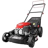 AMERISUN 21-Inch 3-in-1 Gas Lawn Mower, Self Propelled with 170cc 4-Stroke Engine, 6-Position Adjustable Cutting Height, Side Discharge, Mulching & Rear Bag, High-Wheel Push Mower for Yard & Garden
