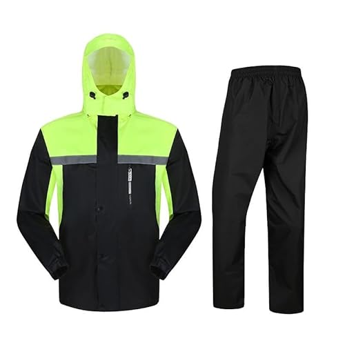 Traje de Lluvia para Moto para Hombres y Mujer,Chaqueta de Ciclismo Ropa (Chaqueta + Pantalones) Capucha Extraíble Abrigo A Prueba de Lluvia(Black,XL)