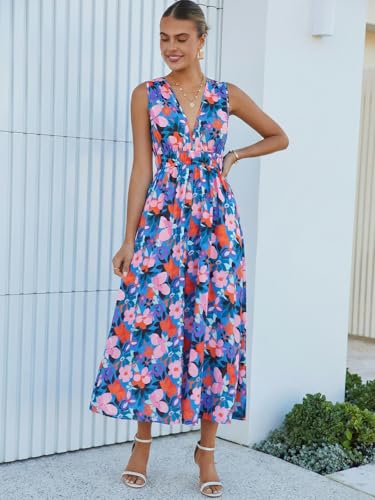 Image of Flessibili Women's Sleeveless Floral Maxi Dress 2026 Sundresses Spring Summer Wedding Guest