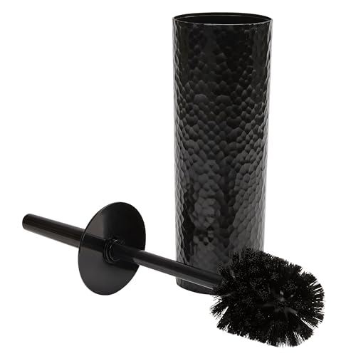 Image of Bath Bliss Toilet Brush | Hammered Textured Design | 360 Degree Bristle Brush | Bathroom Cleaning | Contemporary Design | Black
