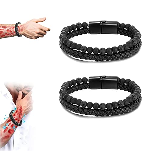 BUJIBUJI Humanic+ Pro MAXHematie Beaded Bracelets, Pro MAX Hematie Beaded Bracelets, Humanic+ Hematite Beaded Bracelet, Humanic+ Beaded Bracelet Natural Tiger Eye Gemstone Lava Rock Bracelet (2X4#)