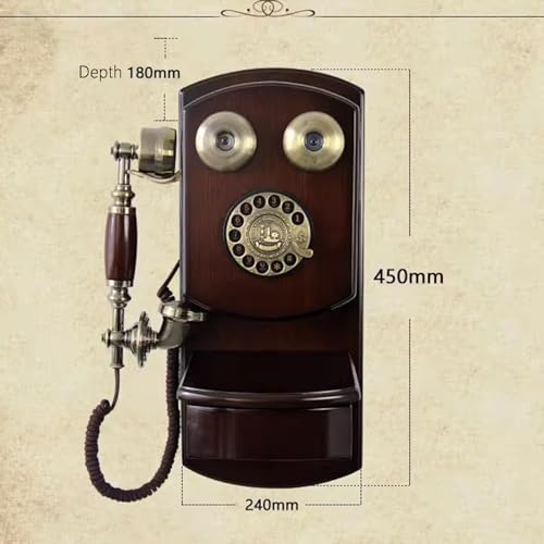 Téléphone fixe à l'ancienne avec recomposition et boîtier bois