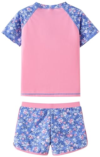 Image of UMELOK Girls Rash Guard Swimsuit Short Sleeve Bathing Suit Rashguard Sets