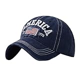 Foetest Adjustable Baseball Cap America Flag Cotton Hat Embroidered Navy