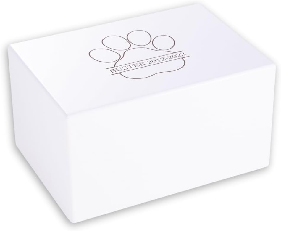 Bey-Berk Deering Moments Custom Engraved Lacquered Rosewood Funeral Cremation Urn for Pet Dog and Cat Ashes, Paw Design (Small)