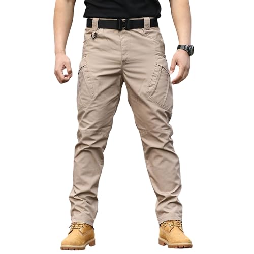 Pantalones tácticos Cargo elásticos para Hombre, Resistentes al Agua, antidesgarro, Ligeros, para Trabajo al Aire Libre, Senderismo, con múltiples Bolsillos, Color Caqui, Talla 5XL