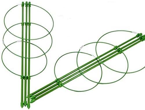 Sxspace Outdoor Peony Frame Heavy Duty Herbaceous Garden Plant Support Ring Perennial Flower Border Cage (2 Peony Frames) H:45cm