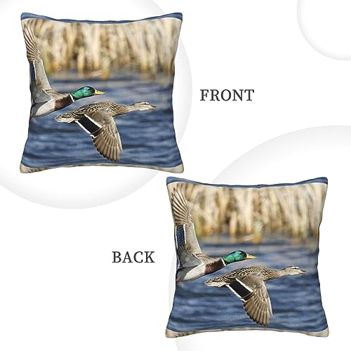 Housse de coussin canards colverts velours côtelé décoration maison