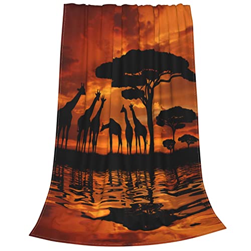Couverture micro polaire girafe plaid chaud anti-frissons lit salon