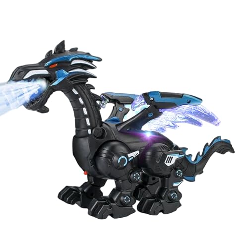 Robot dinosaurio eléctrico, juego de caminar y aprendizaje con luces LED de cola larga, función principal de juego interactivo, juguete dinosaurio para niños y niñas de 3 a 12 años con uti