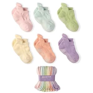 LA Active Grip Ankle Socks – Cozy Warm Socks – Baby Toddler Infant Newborn Kids Boys Girls Non Slip/Anti Skid