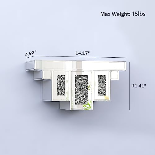 Zamsion Floating Shelf Wall Mounted, Mirrored Crushed Diamond, Mddt361218 #TOP2
