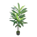 Artificial Dracaena Tree 48in - Fake Plants Tree with Black Planter - Faux Yucca Tree Tall with Lifelike Trunk and Leaves in Pot - Dracaena Artificial Plant for Home Office Living Room Fireplace Decor