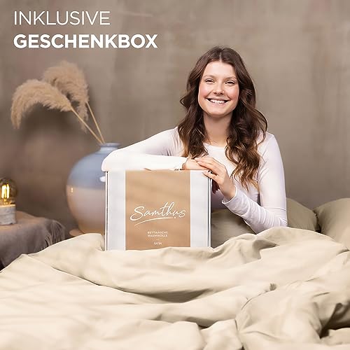Foto von Samthus Bettwäsche 135x200 Baumwolle Satin - Oeko-Tex Made In Green - Beige