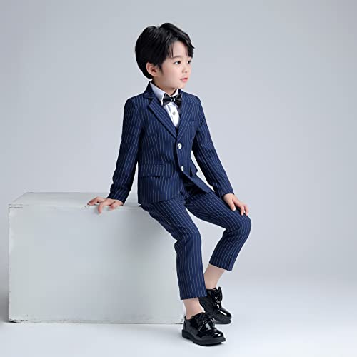 Image of LOLANTA Boys Suit Wedding Ring Bearer Outfit Kids Formal Wear Dress Clothes | Boy 3-Piece Plaid Suits, Sport Coat Blazer and Pants Set with Adjustable Bow Tie, Gentleman Birthday Party Graduation Outfits