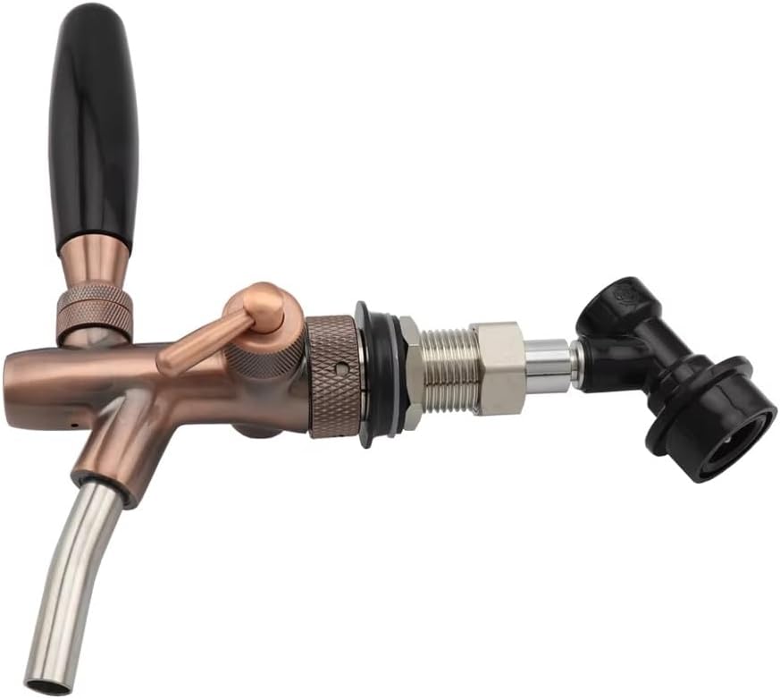 1pc Adjustable Flow Chrome Draft Beer Faucet - Premium Home Brewing Keg Tap with Ball Lock Disconnect(Bronze)