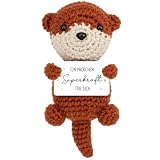 HUKUMA Pocket Hug Otter, Positive Geschenke, Otter Kuscheltier, Gehäkelte Glücksbringer, EIN Päckchen Superkraft für Dich, Mutmacher Geschenk, Geschenk für Geburtstag Weihnachten Neujahr