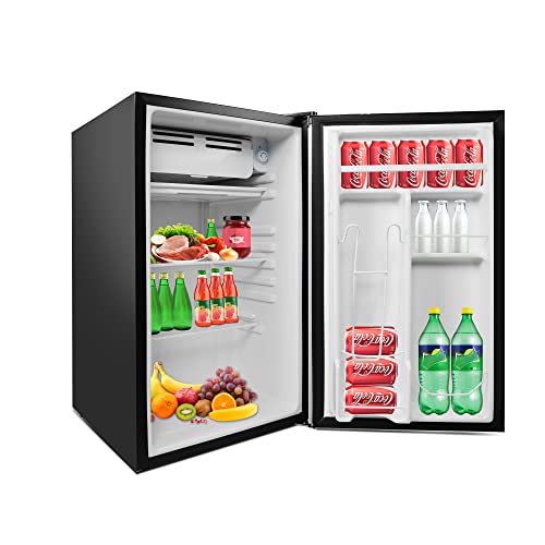 3.2 Cu.ft. Mini Fridge With Freezer, Single Door Compact Refrigerator With Reversible Door, Adjustable Legs, Adjustable Thermostat Control, Removable Shelf, Small Fridge Perfect For Home/Dorm/Office #TOP27