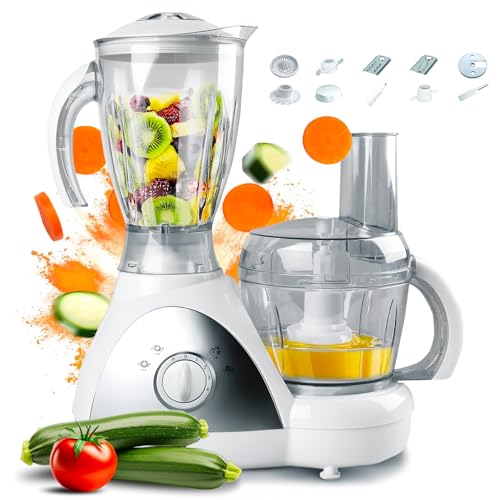 Wintem Multifunktionale Küchenmaschine 500 W mit Behälter 0,8 l weiß – Mixer, Zerkleinerer und Zitruspresse mit 4 einstellbaren Geschwindigkeiten und Plus-Funktion, rutschfeste Füße und